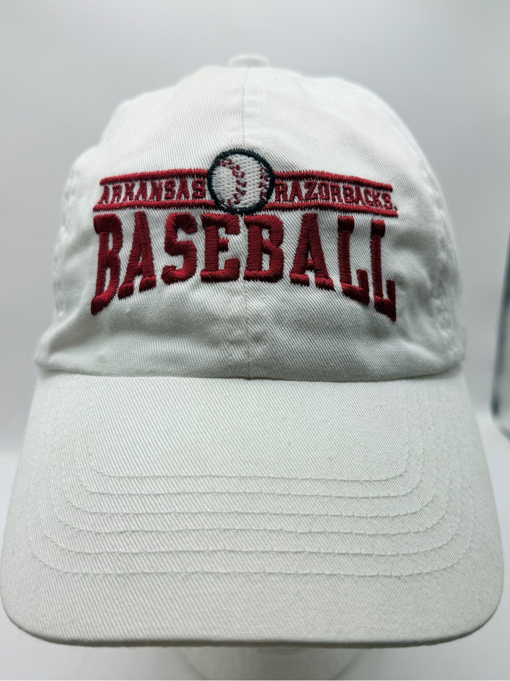 Arkansas Razorbacks Baseball White Cap with Red Embroidery
